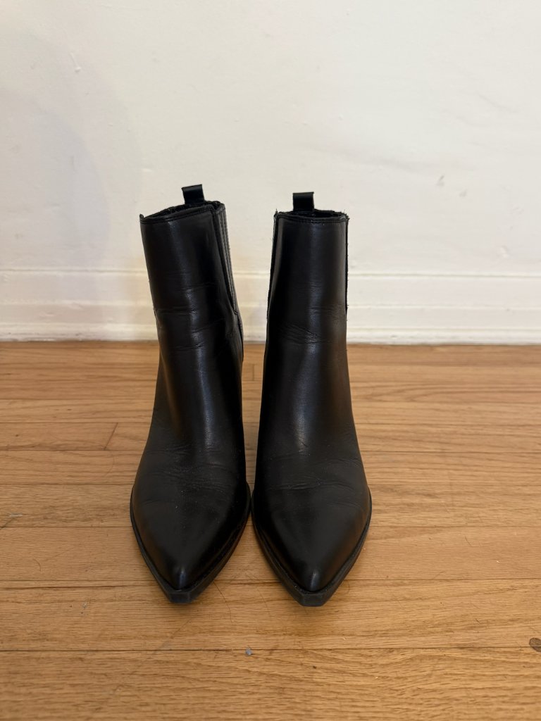 Marc Fisher Ltd Black Leather Pointed Toe Ankle Boots | Size 8.5 — image 2 of 4